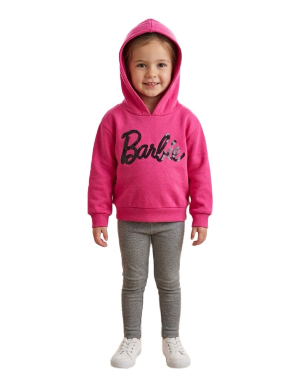 Barbie Fuchsia Pink With Sequined Bling Hoodie Size 4